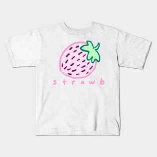 Strawb - Cute Kawaii Pastel Funny Strawberry Meme Crayon Drawing Kids T-Shirt